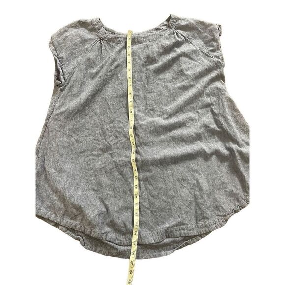 Free People Chambray Tunic Top Womens Small Blue Pockets Oversized Boho coastal - Picture 8 of 9